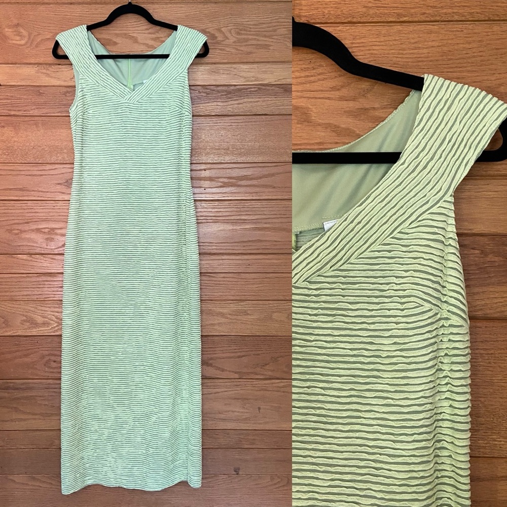Y2K Joseph Ribkoff green wavy striped gown maxi dress